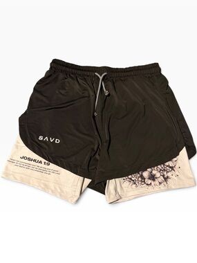 SAVD Joshua 1:9 Performance Shorts Black White Size L